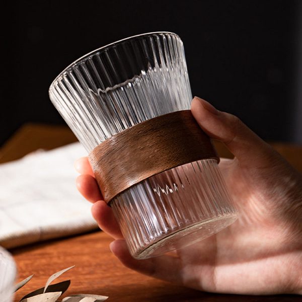 Wood-Grain Glass Cup