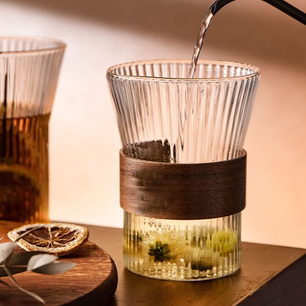 Wood-Grain Glass Cup