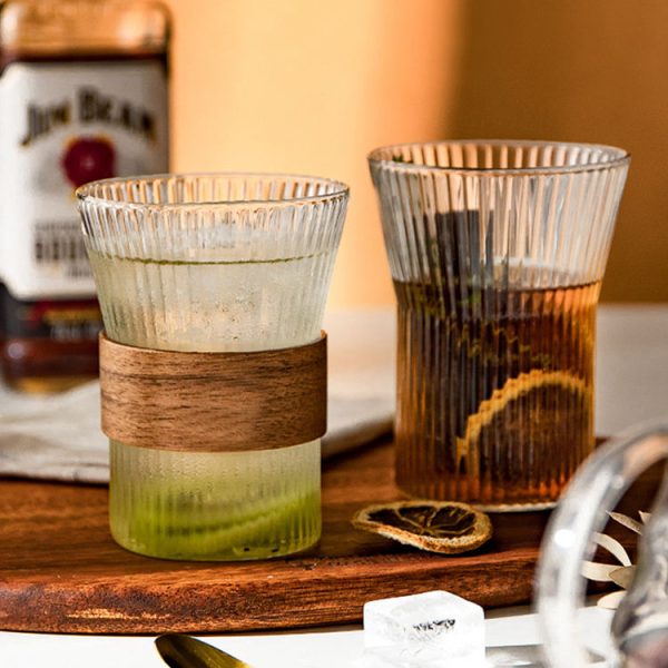Wood-Grain Glass Cup
