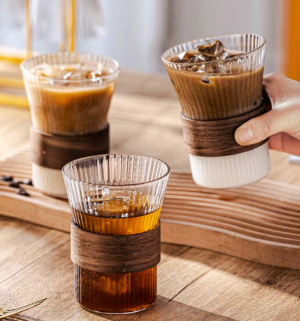 Wood-Grain Glass Cup