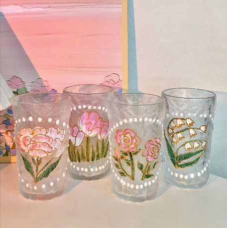 Hand-painted ice-patterned cup