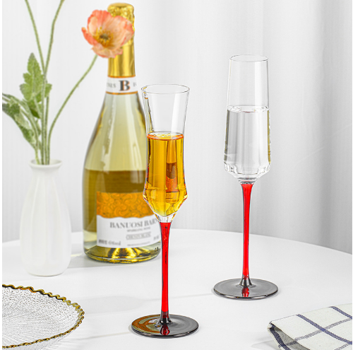 Red-stemmed wine glass