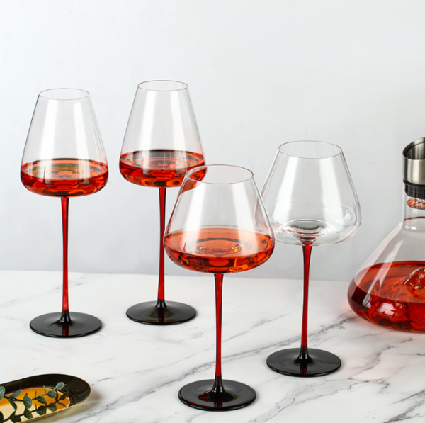 Red-stemmed wine glass