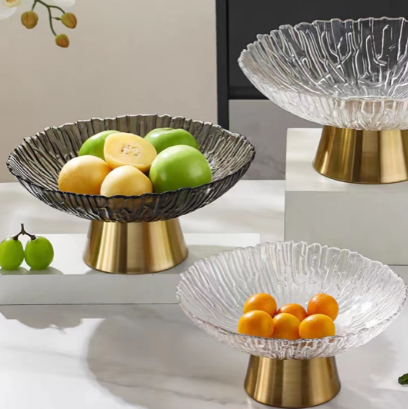 Water-Patterned Stilted Fruit Bowl